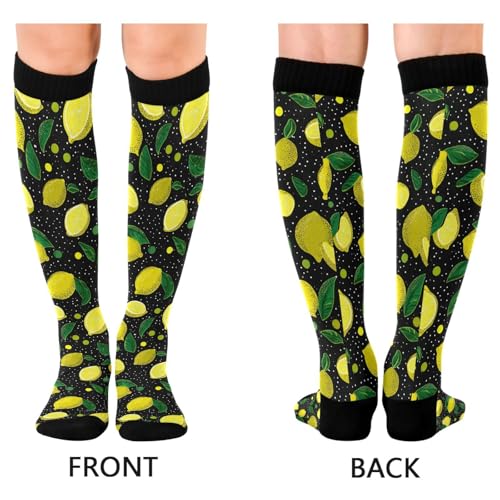 Wusikd Heartbeat Symbol Compression Socks for Women and Men Circulation Black Long Socks for Athletic Running 1 - color: Lemon