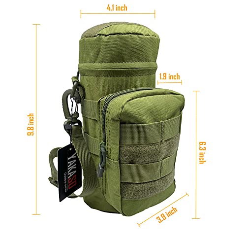 Tactical Molle Water Bottle Holder Pouch Hydration Carrier Bag Tactical EDC Water Bottle Carrier with Detachable Shoulder Strap for Hiking Camping Outdoor Sport Travel - color: Army Green