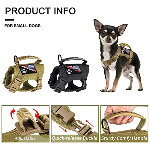 Tactical Dog Harness Tactical with Rubber Handle K9 Military Adjustable Puppy Pet Vest Harness for Outdoor Training XS (Brown Harness) - color: Brown harness