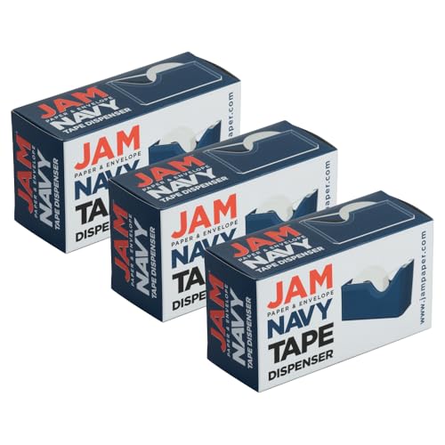 JAM PAPER Colorful Desk Tape Dispensers - Navy Blue - 3/Pack - color: Navy Blue, size: Pack of 3