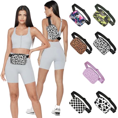 Tapp Collections Unisex Mini Crossbody Belt Bag with Adjustable Strap Small Waist Pouch for Workout Running Traveling Hiking - A Pattern / Leopard White - color: A Pattern / Leopard White