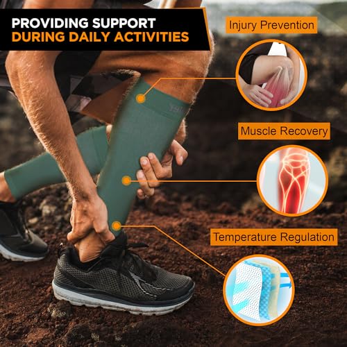 Doc Miller Calf Compression Sleeves 30-40 mmHg for Men & Women, 1 Pair - color: Dark Green, size: X-Large