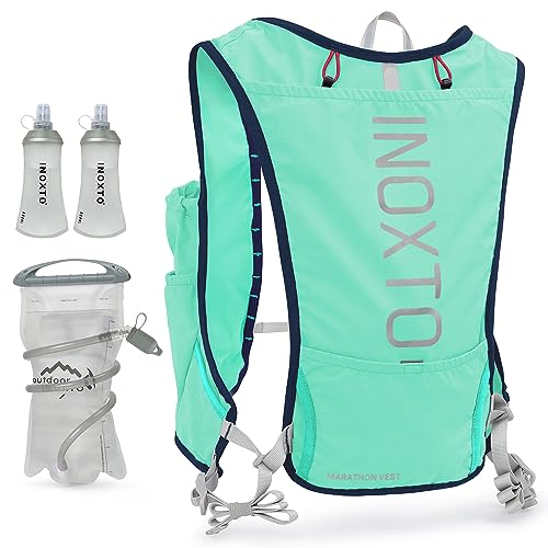 INOXTO Running Hydration Vest Backpack,Lightweight Insulated Pack with 1.5L Water Bladder Bag Daypack for Hiking Trail Running Cycling Race Marathon for Women Men - color: Light green