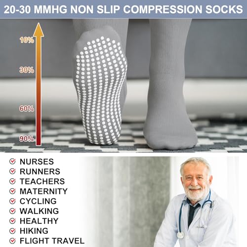 3 Pair Non Slip Compression Socks Women Men - color: Light Color, style: Minimalist