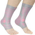 NEENCA Foot & Ankle Brace Socks for Sprained-Ankle Compression Sleeves Set - color: Pink Grey, size: Small