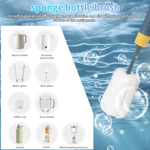 2-Pack Adjustable 12.9" Sponge Bottle Brushes Cleaning Set