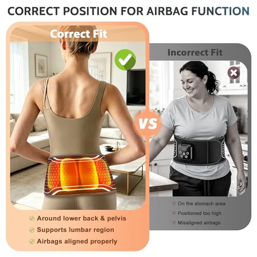 Lower Back Massager with Heat, Cordless Back Heating Pad with 4 Heat Levels 3 Vibration Modes & Air Compression Pain Relief Gifts for Women, Men, Mom & Dad