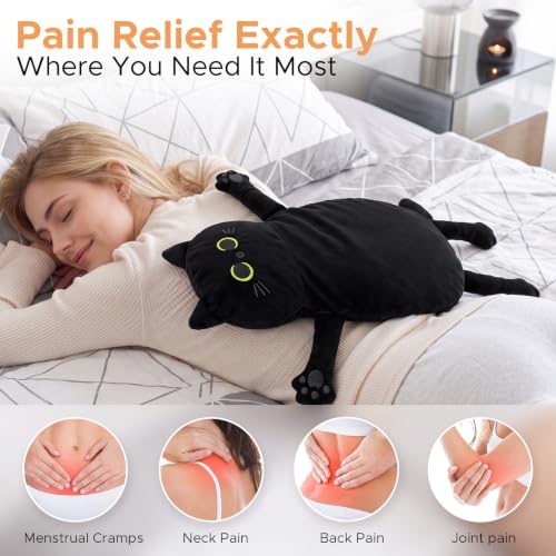 Microwave Heating Pad for Pain Relief, 17" x 9" Microwavable Heating Pads for Cramps, Back Pain, Neck Shoulder, Muscles, Knee, Joints, Natural Heat Pack Moist Heat, Black Cat - size: Medium Black Cat