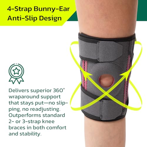 AOFIT Knee Brace for Men & Women – Dual Side Stabilizers & Patella Gel Pad, 4-Way Adjustable Wraparound Support for Knee Pain Relief, Fast Recovery, Running, Sports Black