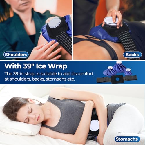 Ohuhu 3 Pack Ice Pack with Wrap Ice Bag for Injuries Hot Cold Therapy