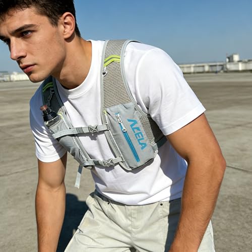 TRIWONDER Hydration Vest Running Backpack for Men & Women, Water Pack for Hiking, Camping, Climbing & Cycling, Lightweight Daypack - color: 01 Grey - with a 350 Soft Flask