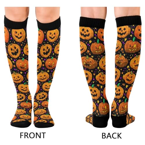 Wusikd Heartbeat Symbol Compression Socks for Women and Men Circulation Black Long Socks for Athletic Running 1 - color: Pumpkins
