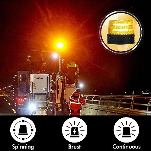 LE228 (Mini) — Amber LED USB Rechargeable Strobe Beacon | Selectable Rotation & Flash Modes | Strong Magnetic Base for Car • Truck • Emergency • Construction | Energy Class A++ - color: Amber