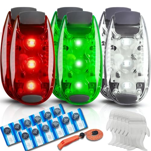 Amzonly 6pcs Navigation Lights for Boat Kayak, Battery Operated Safety Lights Kit for Night Kayaking, High Visibility, Boat Safety Whistle Included, 12PCS Extra Batteries - color: Red/ Green/ White
