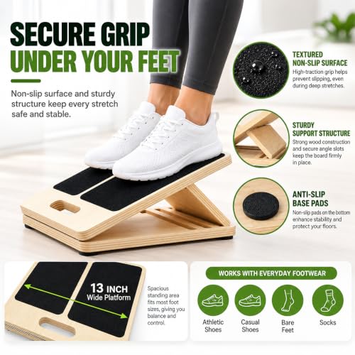 13" Wide Slant Board for Exercise, Calf Stretch Board, 500 lb Capacity - size: Portable Slant Board (16”L × 13”W)