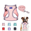 Step in Mesh Dog Harness and Leash Set Breathable Air Mesh Harness - color: Pink, size: L(neck:13.5"-15.5",chest:18"-19.5")