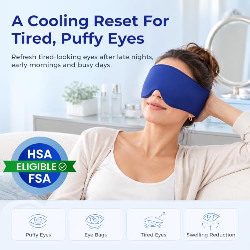 Cooling Gel Eye Mask for Puffy Eyes, Reusable Cold Compress, Soft Gel Fit - color: Blue