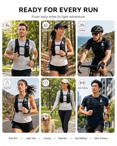 UTOBEST Minimalist Running Hydration Vest with 500ml Soft Flask,Lite M3 - size: SM(28.3"-38.6")