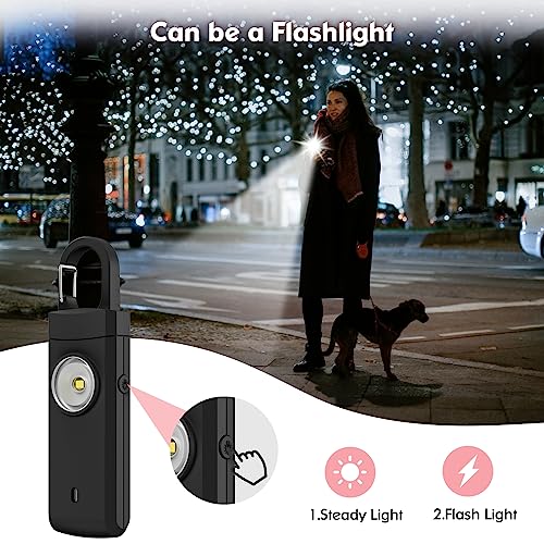 Rechargeable Personal Alarms for Women - Christmas Birthday Gifts for Women, Stocking Stuffers for Teen Girl, Daughter, Safety Keychain Flashlight, Siren Alarm, Travel College Essentials (Black) - color: Black