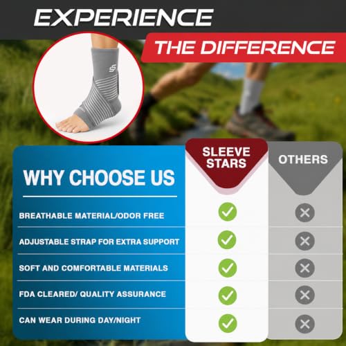Sleeve Stars Ankle Brace Men & Women Support (Single/M:10"-12"/Gray) - color: Gray, size: Medium