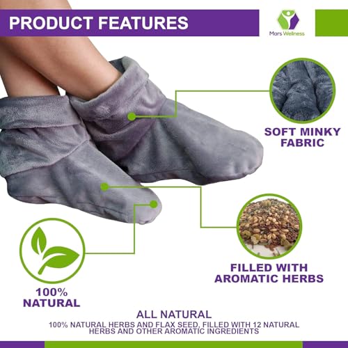 Mars Wellness Heated Microwavable Booties - Microwave Slipper Warmers - color: Charcoal, size: Pack of 2