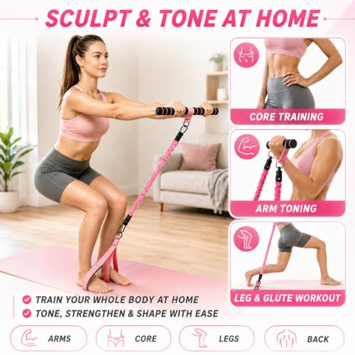 MENOLY Multifunction Pedal Resistance Band with Handle, 3 Different Levels Tube Adjustable Resistance Bands for Abdomen, Waist, Arm, Core/ABS, Leg Workout for Women Men