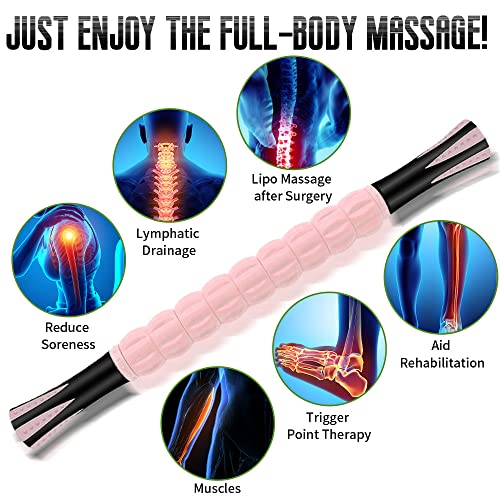 Muscle Roller, Muscle Roller Stick Lipo Roller Lymphatic Massager Muscle Roller for Legs Massager Roller for Muscles Deep Tissue, Lymphatic Drainage, Lipo Massager After Surgery Roller - color: Pink/Black