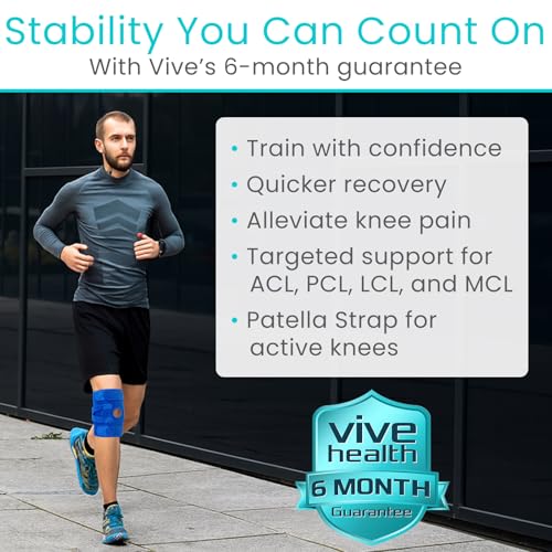 Vive Knee Brace for Meniscus Tear - ACL & Patella Support for Men, Women - color: Blue