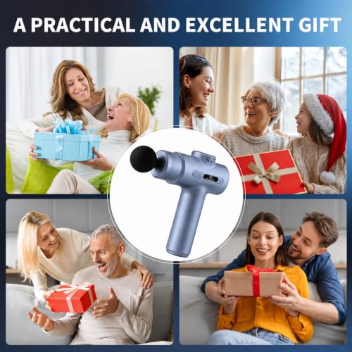 Massage Gun Deep Tissue, Handheld Neck Massager, Portable - 6 Adjustable Vibration Levels, Electric Back Massagers for Athletes, Home & Gym, Mothers Day Gifts (Blue) - color: Blue