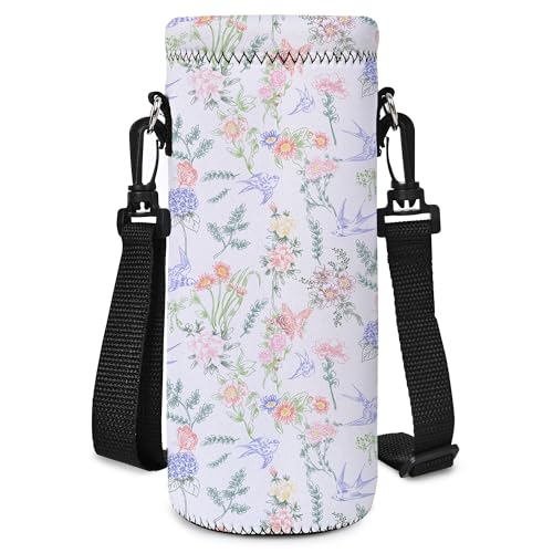 RICHEN Neoprene Water Bottle Carrier Bag with Adjustable Shoulder Strap,Insulated Water Bottle Cover for Stainless Steel/Glass/Plastic Bottles - color: BC55, size: 750ml