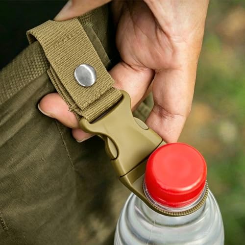 pson 4Pcs 1.37 Inch Portable Water Bottle Clip Holder, Hanging Bottle Buckle Keychain Ring for Outdoor Camping Hiking Travel(Khaki) - color: Khaki