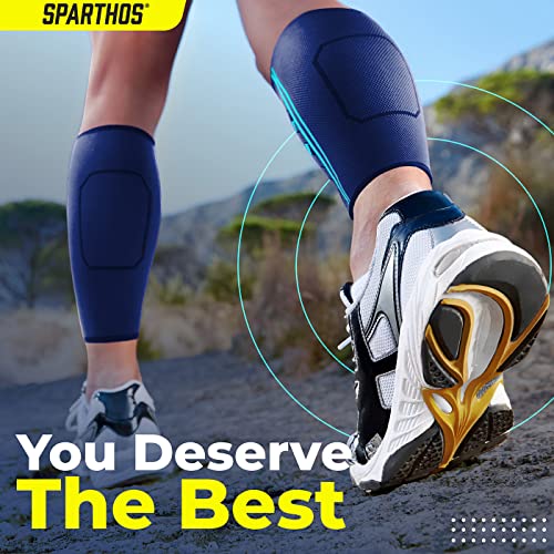 Sparthos Calf Compression Sleeves, Shin Splint Relief Men, Women - Blue-M - color: Cobalt Blue
