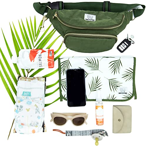Ditty Co. - Lanikai Small Diaper Bag - Portable Changing Pad - Crossbody Bags For Women - Fanny Pack - Baby Travel Essentials (Olive Green) - color: Olive Green