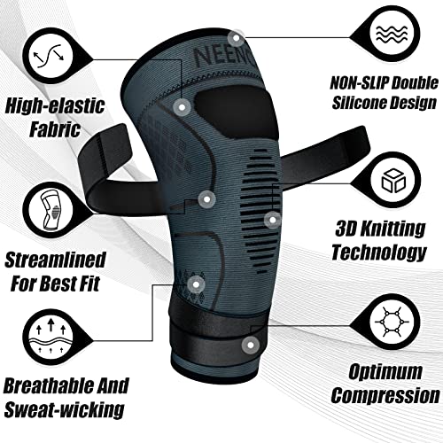 Compression Knee Brace for Women & Men - 2 Pack with Adjustable Straps - color: 2 Pack - Black, size: XXX-Large