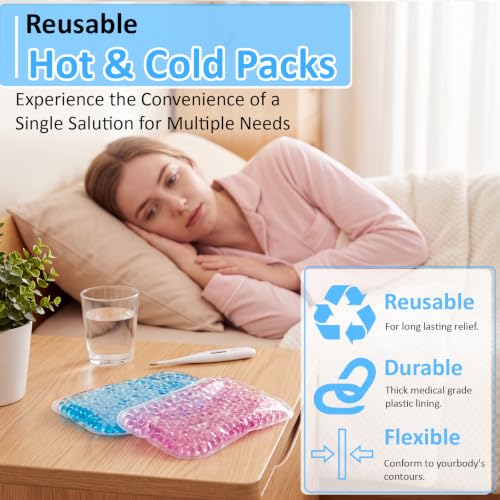 TrelaCo 8 Colors 24 Pcs Gel Bead Ice Pack 4 x 6 Inch Reusable Hot Cold Pack - color: 8 Colors
