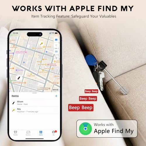 Personal Safety Alarm for Women, Rechargeable 135dB Siren with Flashing Light, Anti-Loss Locking Pin, Keychain SOS Alarm Works with Apple Find My, Kids, Seniors, Night Runners, iOS Only, White