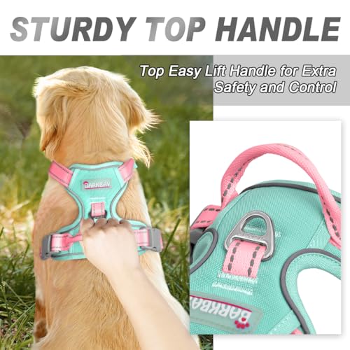 BARKBAY Dog Harness No Pull for Small Sized Dog Front Back Clips,Dog Vest - color: Cool Mint & Baby Pink, size: X-Small(Chest:15.5-19.5”)