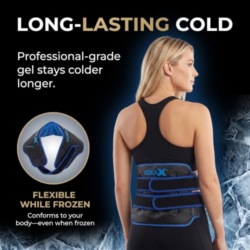2 Pack KoolX Premium Gel Ice Packs for Injuries Reusable, Flexible Cold Wraps with Straps, Soft Plush & Nylon Sides, Extension Strap, Ice Pack for Knee, Back, Shoulder, Elbow & Calf - Medium + Large - size: Medium + Large - Combo Pack