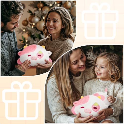Mewaii Microwavable Stuffed Animal Strawberry Cow Plush, for Cramps, 10in - style: Strawberry Cow
