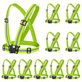 Reflective Vest - Running Vest Reflector, Reflective Running Vest with Safety Straps, High Visibility Reflector - color: D-10pcs Green Vests