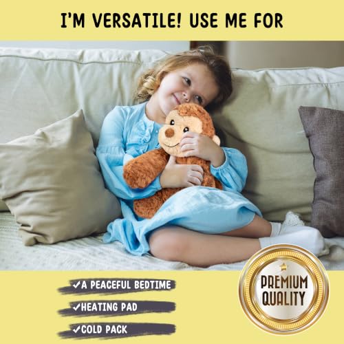 Happy Fuel Weighted Monkey Stuffed Animal, 1.5 Lbs Microwavable Unscented Monkey Plush, Stuffed Toys Heating Pad for Period Cramps Pain Relief and Anxiety, Gift for Women, Girls, Adults & Kids - color: Monkey