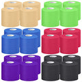 Nuanchu 24 Rolls Prewrap Athletic Tape, 2.75 in x 30 yd, 6 Colors - color: Black, White, Beige, Rose Red, Lime Green, Blue