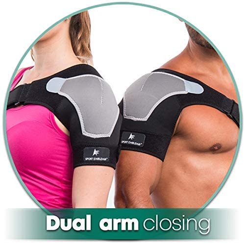 Shoulder Support Brace with 2 Reusable Round Gel Ice Packs for Shoulder Soreness & Stiffness Relief, Hot Cold Compress Sleeve for Men Women, Adjustable Breathable Mesh