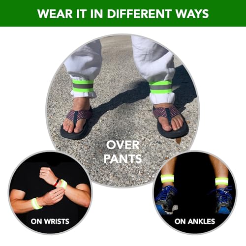 MaximalPower Reflective Band Reflector Band for Wrist, Arm, Ankle, Leg, High Visibility Reflective Gear Safety Reflector Tape Straps for Night Walking, Cycling and Running