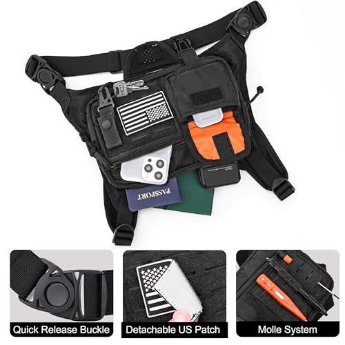 DEYACE Chest Bag for Men, Gun Vest Holster Fits Most Pistols, Adjustable EDC Tactical Chest Pack for Workouts Running Hiking