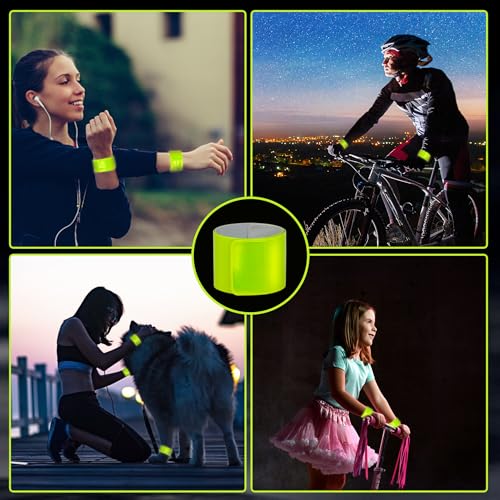 20 Pcs Reflective Bands Snap Bracelets - Enhance Safety for Children, School Bags, Keys, Prams, Hiking, Joggers, and Cyclists