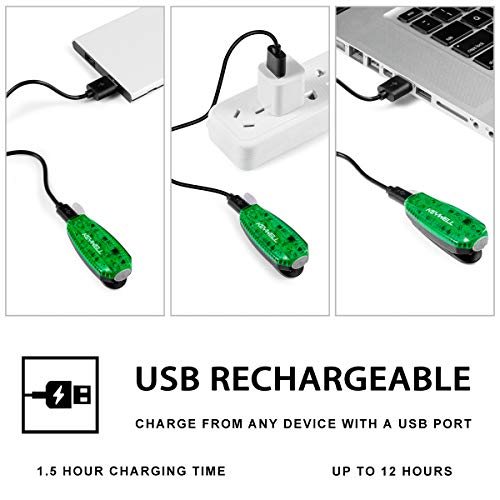 USB-C Rechargeable LED Safety Lights (2 Pack) - Clip on Strobe Running Lights for Runners, Joggers,Walkers,Kids,Dogs,Bike Tail Lights - High Visibility Accessories for Reflective Gear - color: Green