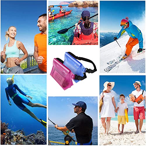 AiRunTech Waterproof Fanny Pack, Beach Cruise Vacation Essentials, Waterproof Pouch Protect Phone Passport Valuables Dry Safety, Paddle Board Kayaking Boating Swimming Accessories-2 Pack（Blue + Pink） - color: Blue+Pink