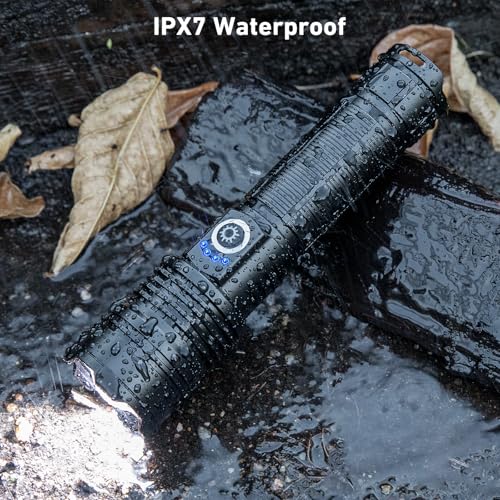 Flashlight Rechargeable 99,000 High Lumen, 2 Pack Super Bright Rechargeable Flashlights for Home, 15H Long Life LED Flash Light with 5 Light Modes, IPX7 Waterproof for Outdoor, Camping, Hiking