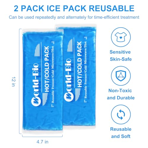 Gel Soft Flexible Ice Packs, 2-Pack, 12" x 4.7", Reusable - style: 2 Ice Pack-12" X 4.7"